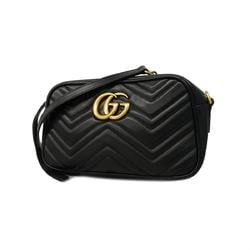 Gucci Shoulder Bag GG Marmont 447632 Leather Black Women's