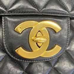 Chanel Shoulder Bag, Matelasse, Large Double Chain, Lambskin, Black, Women's