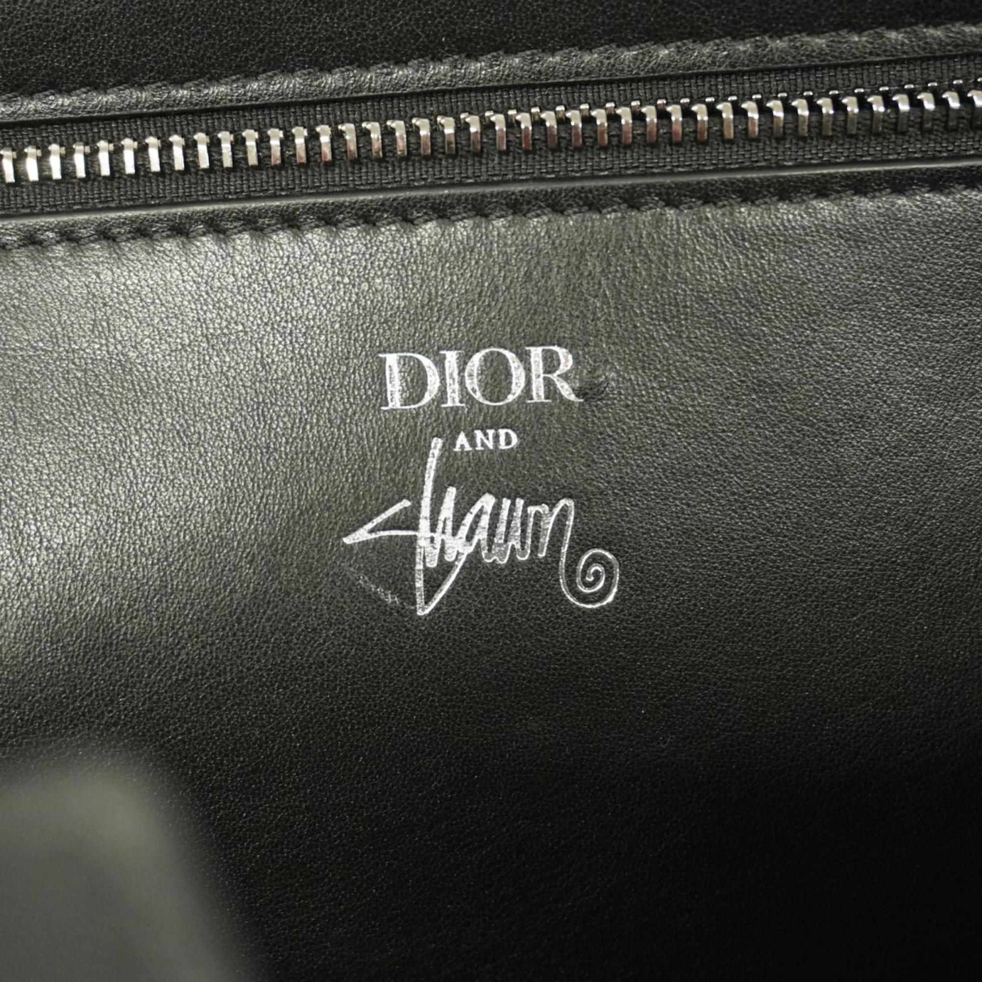 Christian Dior Tote Bag Shawn Stussy Leather Black Women's