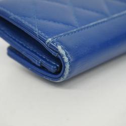 Chanel Business Card Holder, Matelasse Leather, Blue, Women's