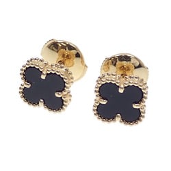 Van Cleef & Arpels Sweet Alhambra Earrings for Women, Onyx, K18YG, 2.6g, 18K Yellow Gold, 750, VCAR4900, 042075