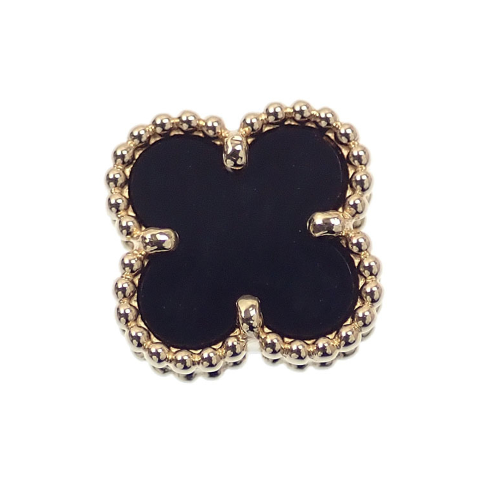 Van Cleef & Arpels Sweet Alhambra Earrings for Women, Onyx, K18YG, 2.6g, 18K Yellow Gold, 750, VCAR4900, 042075