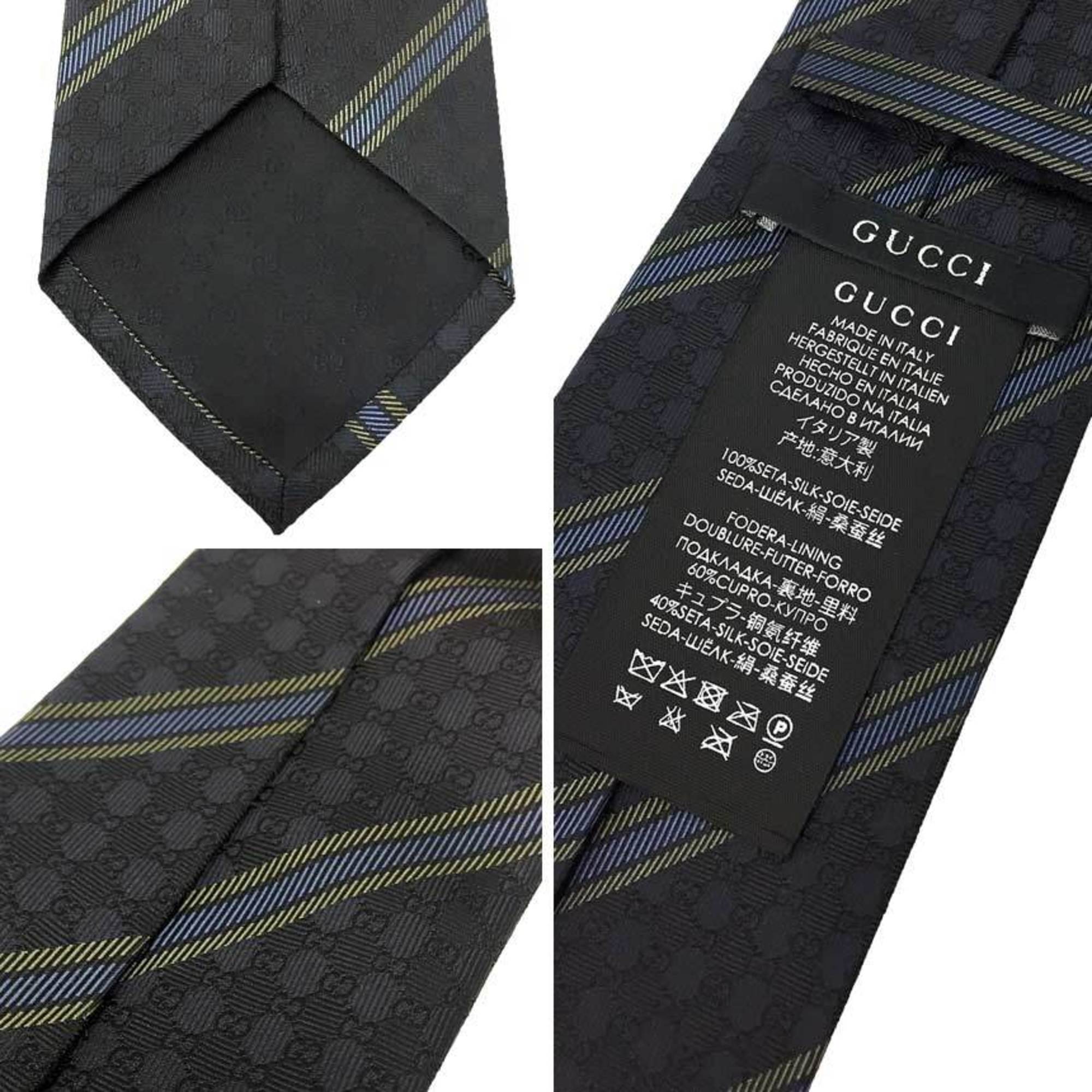 GUCCI Gucci Tie GG Stripe Silk Navy Men's