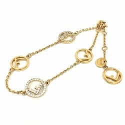FENDI FF Bracelet F is Fendi 1A2621 Rhinestone Gold Color Women's