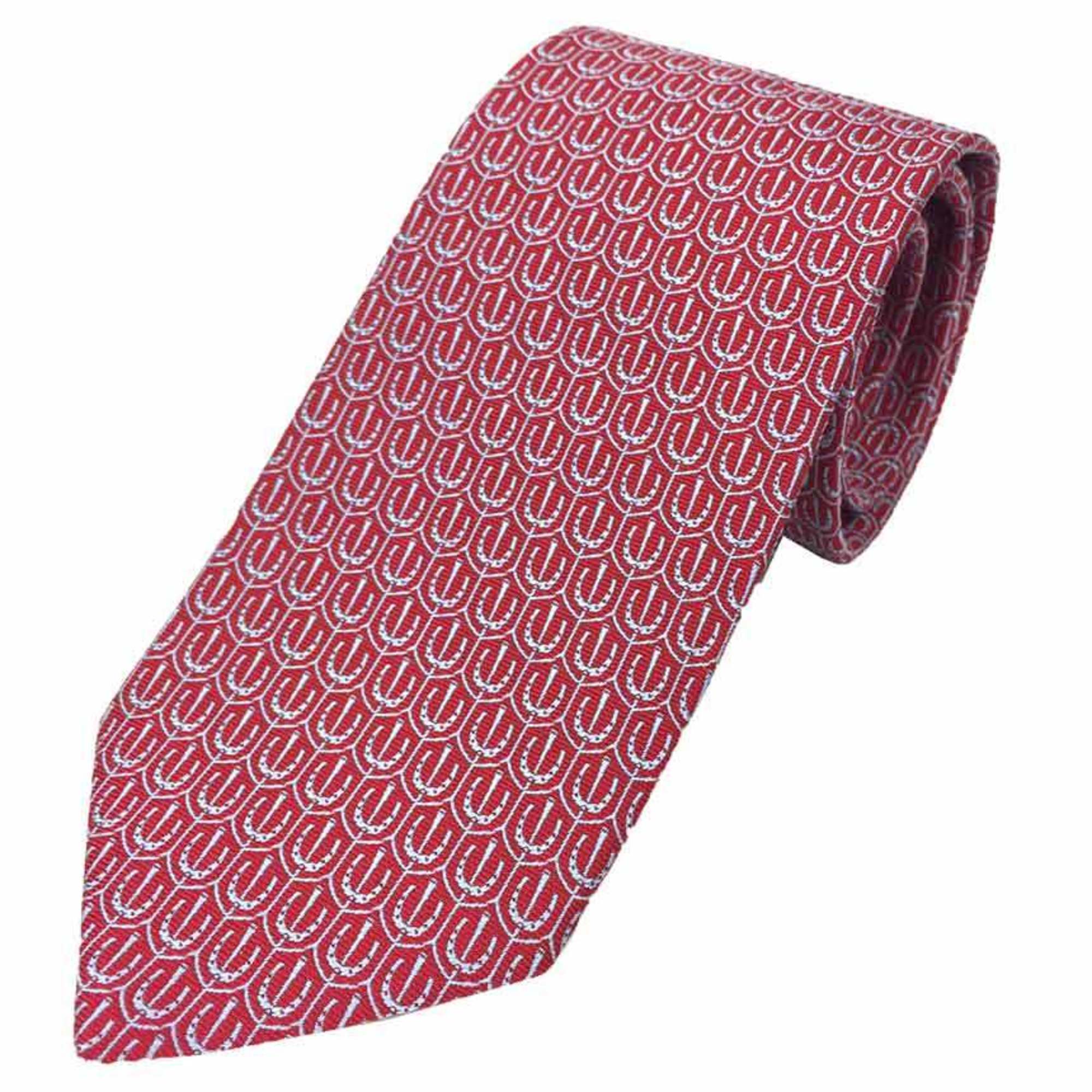 Hermes HERMES Tie Horseshoe 655684T Red Men's