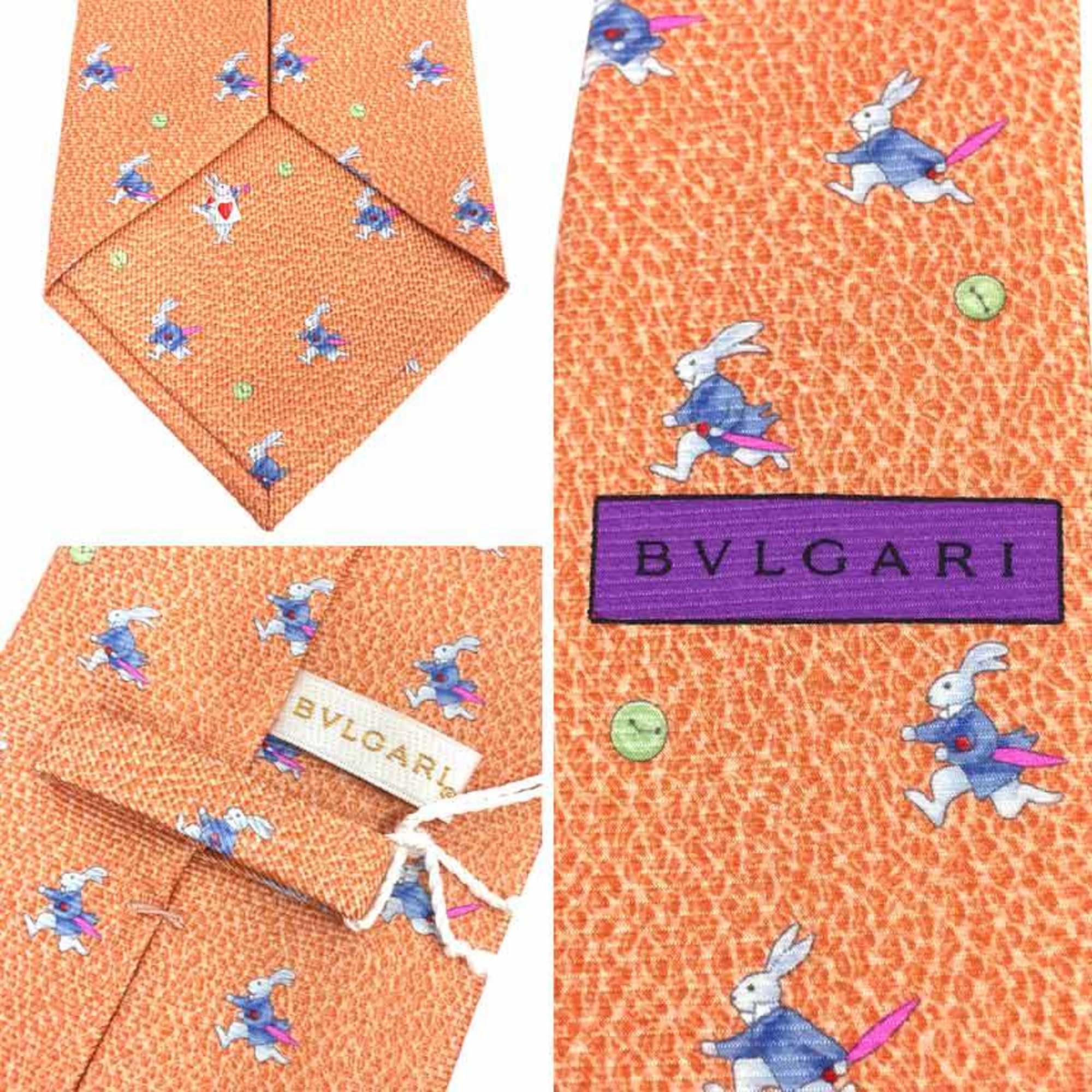 BVLGARI Bulgari Tie Rabbit Alice 100% Silk Orange