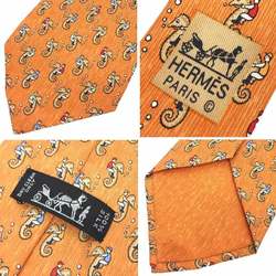 Hermes HERMES tie seahorse silk orange men's
