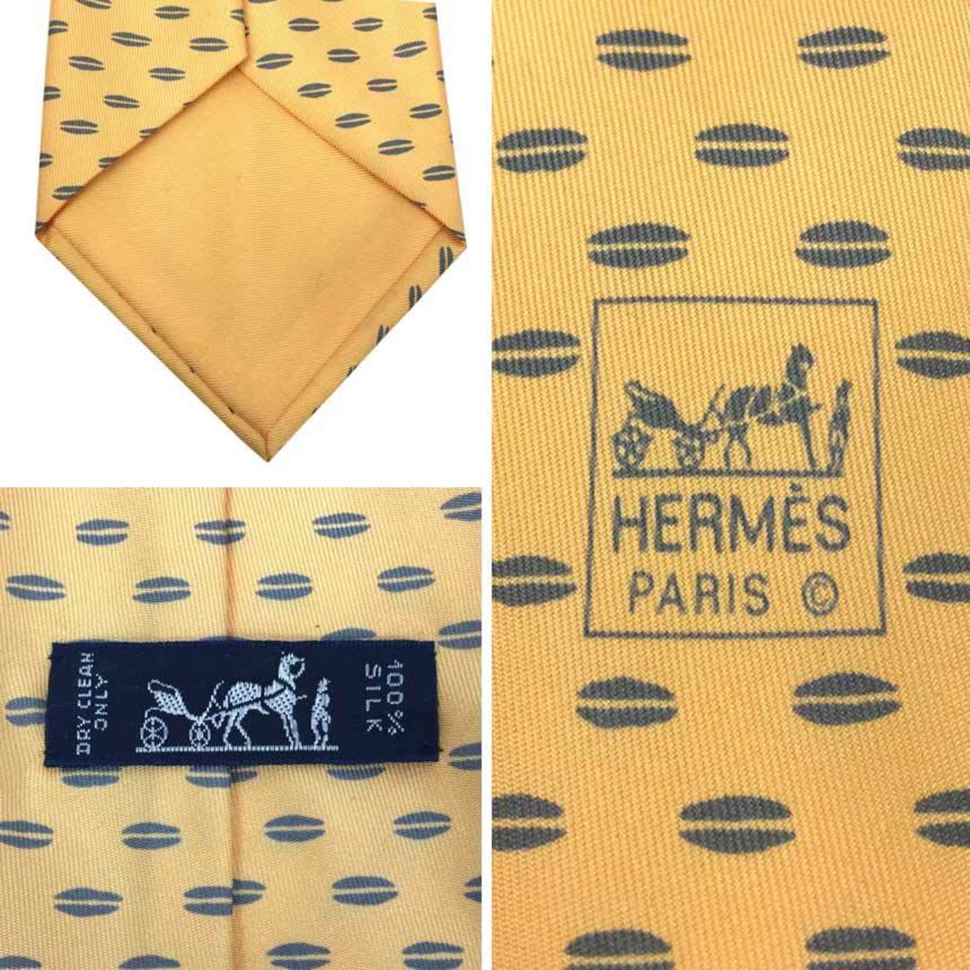 Hermes HERMES Tie 100% Silk Yellow Men's