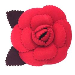 CHANEL Camellia Corsage Brooch Red Felt Chanel Women's