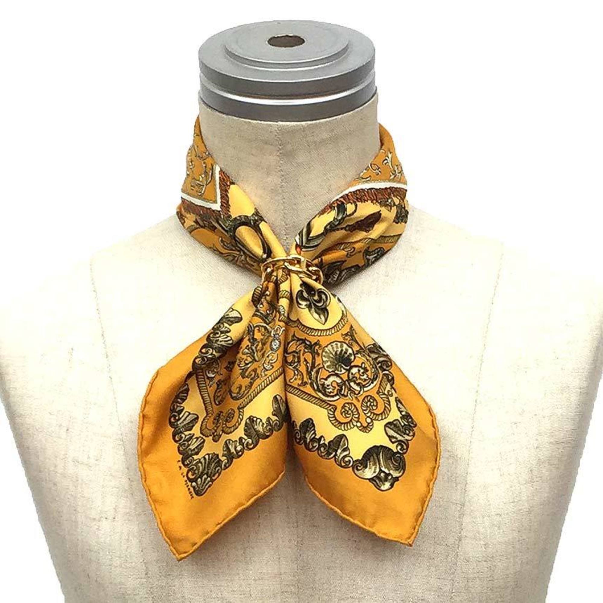 HERMES Hermes Scarf Muffler Carre 45 VDOVICVS MAGNVS Louis XIV on a White Horse Yellow 100% Silk