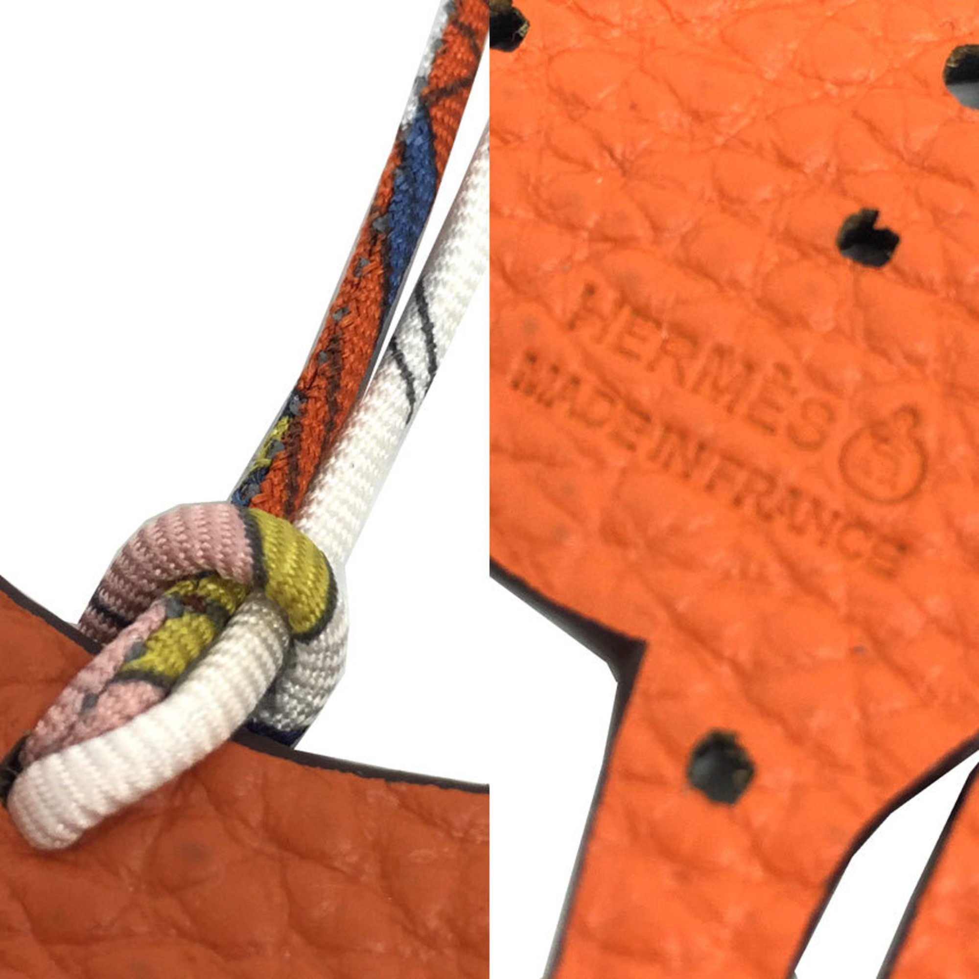 Hermes HERMES Charm Petit H Object Ornament Leather Dalmatian Dog H1065978-01 Epson/Togo Orange/Black Preserved