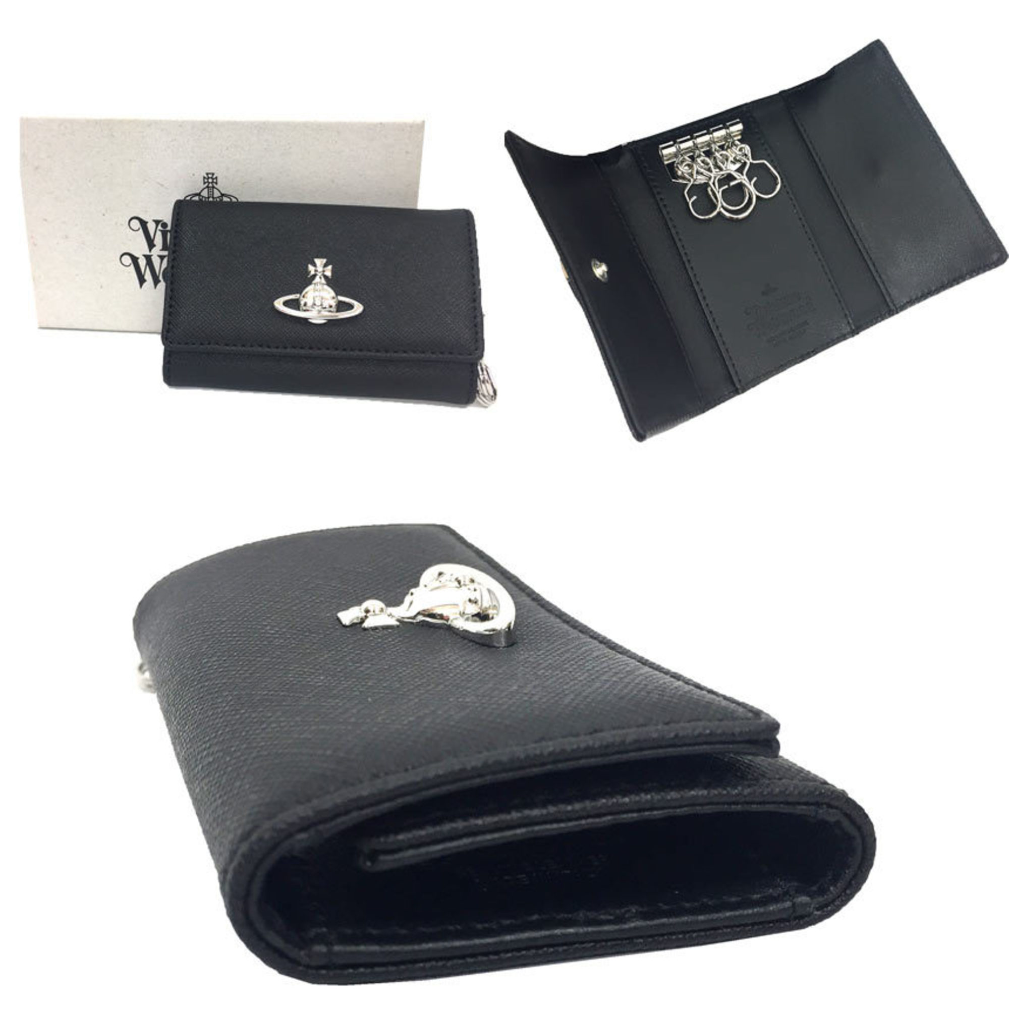 Vivienne Westwood Key Case 51020001-40565 N404 VICTORIA KEY CASE Leather Black Wallet