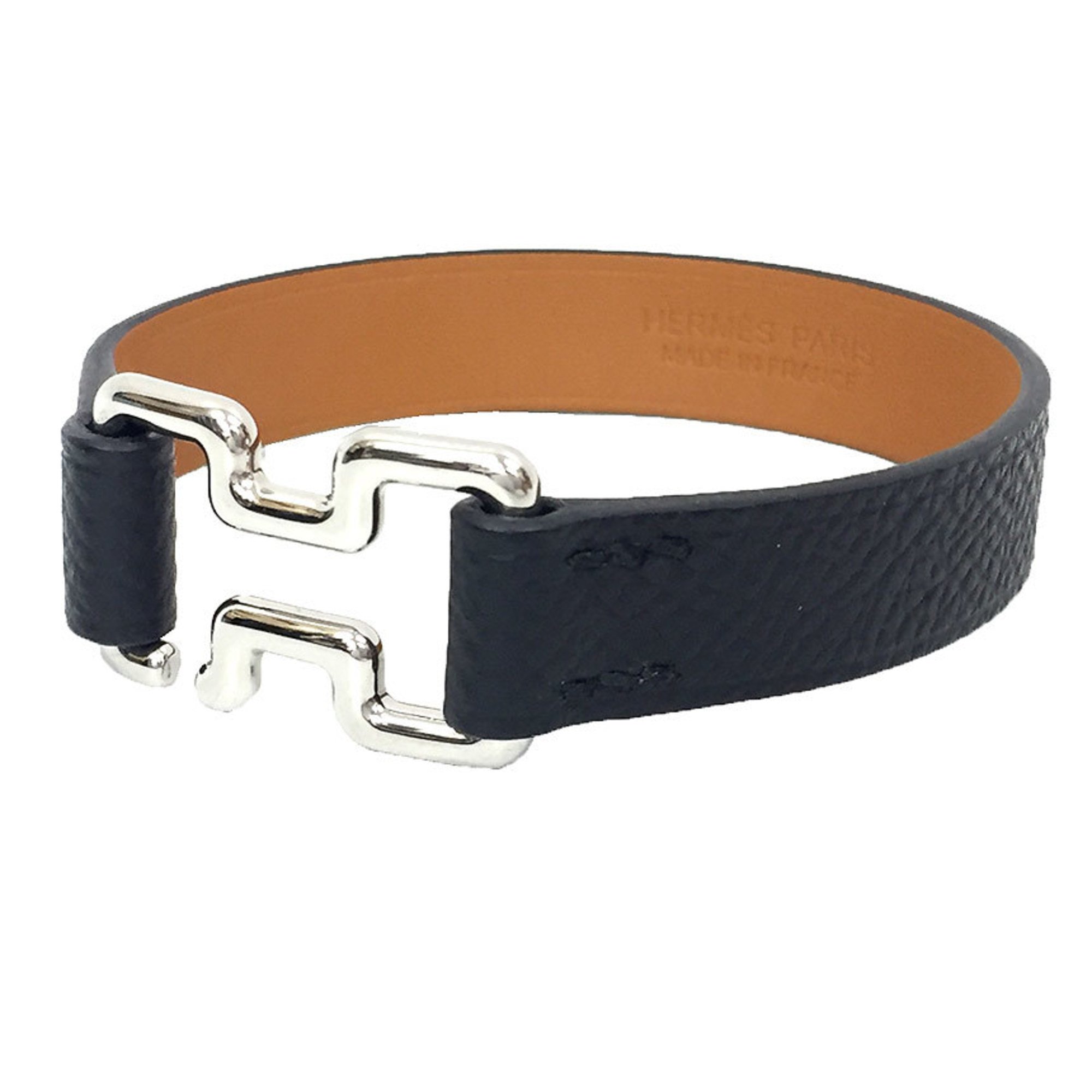 Hermes HERMES Leather Bracelet Tonight H500040FJ89T3 T3 size Epsom leather Black B engraved Made in 2023