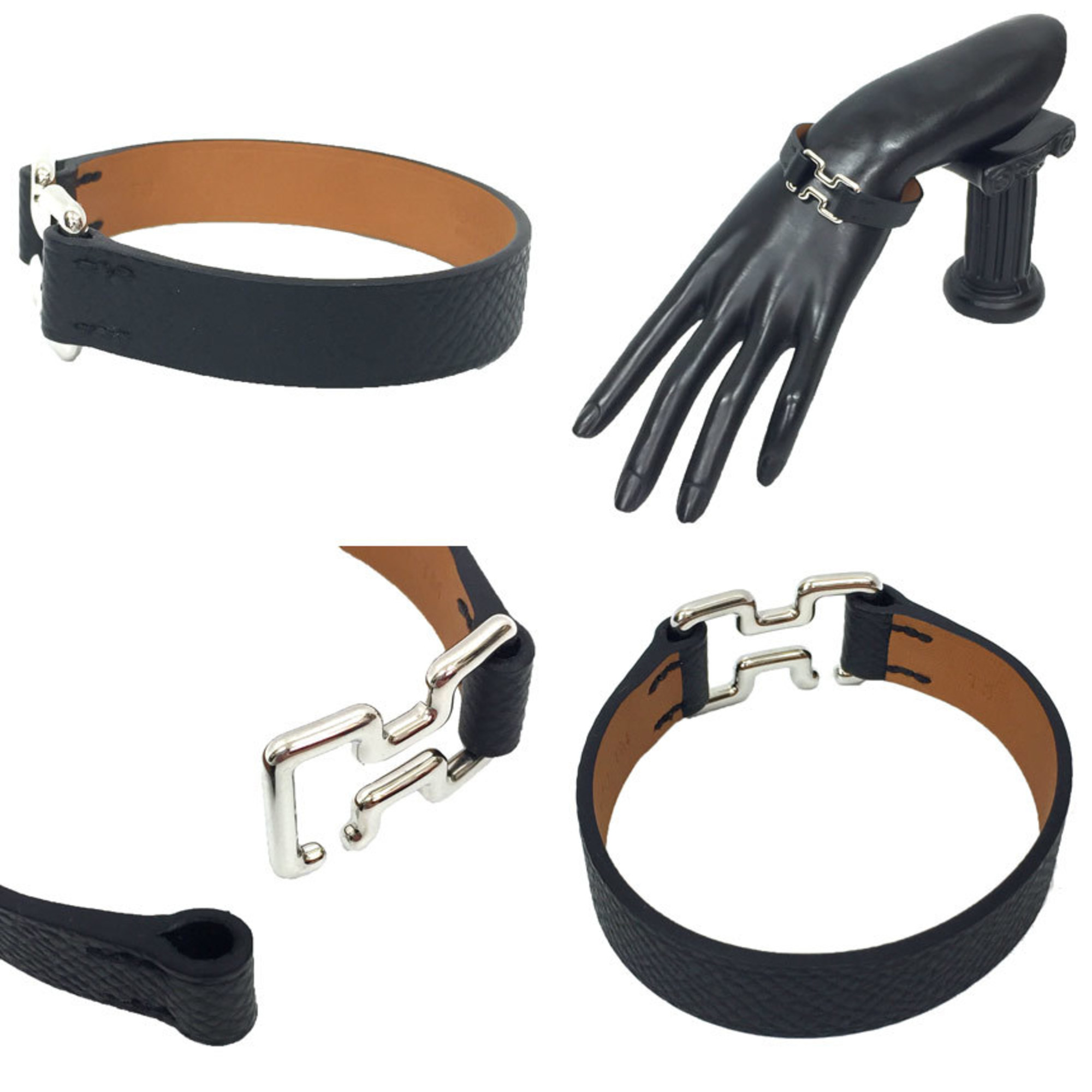 Hermes HERMES Leather Bracelet Tonight H500040FJ89T3 T3 size Epsom leather Black B engraved Made in 2023