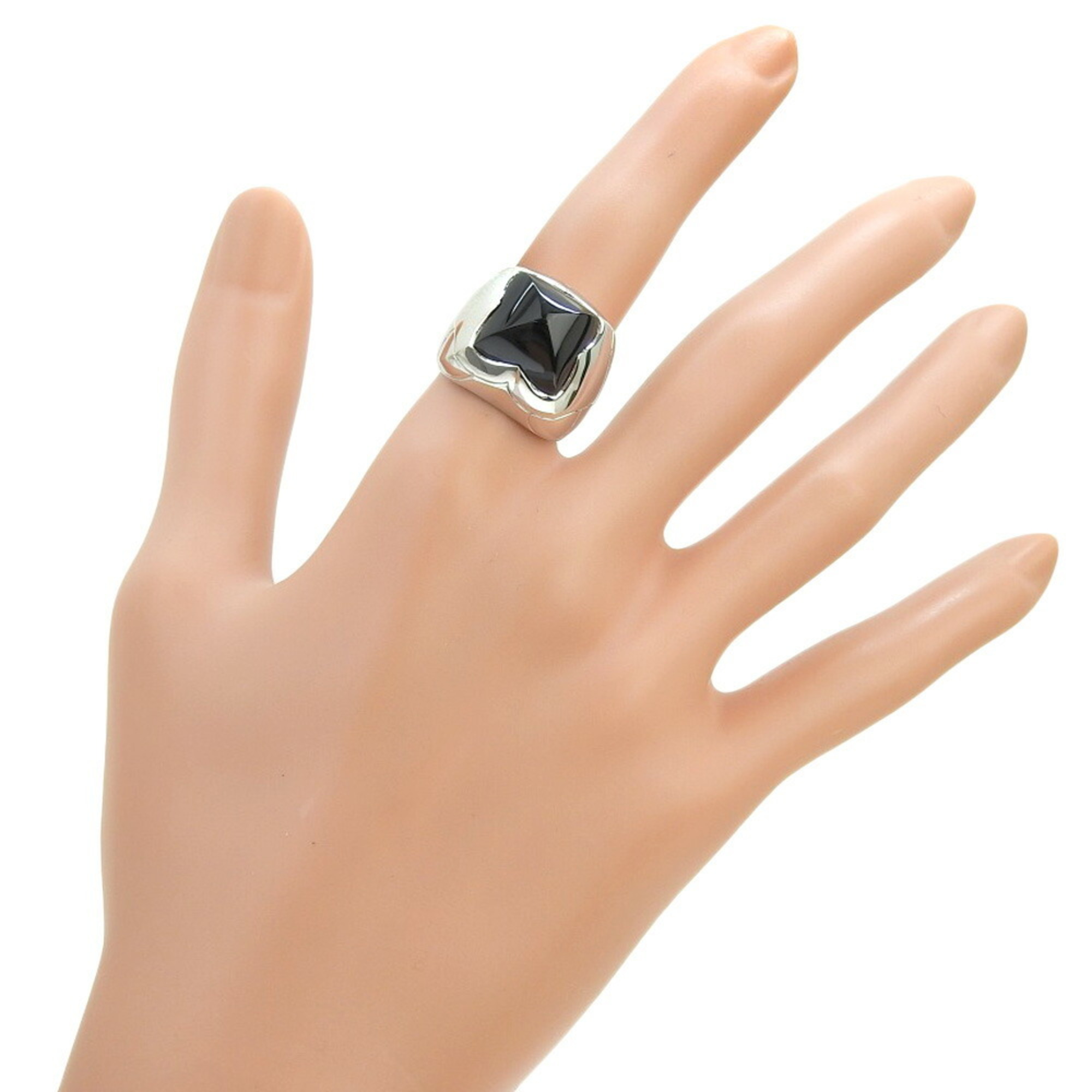 BVLGARI Pyramid Deonyx Ring, Size 12, K18 White Gold x Onyx, Approx. 14.4g, Deonyx, Women's, I120124048