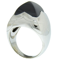 BVLGARI Pyramid Deonyx Ring, Size 12, K18 White Gold x Onyx, Approx. 14.4g, Deonyx, Women's, I120124048