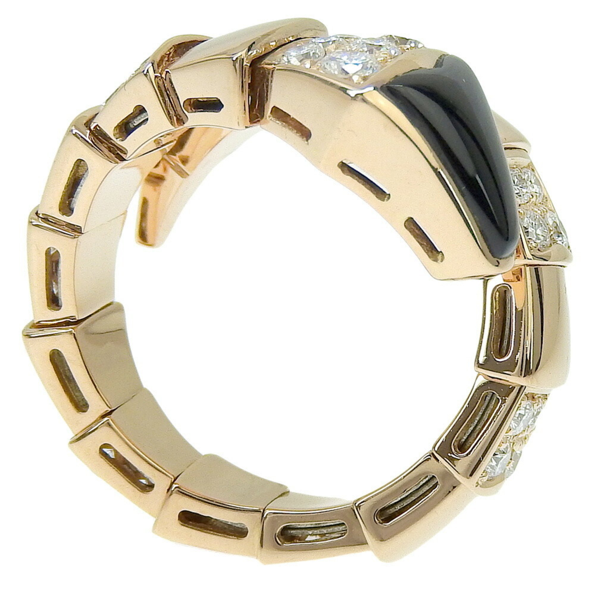 BVLGARI Serpenti Viper Ring, size 9, K18 pink gold x onyx diamond, approx. 10.4g, Viper, women's, A+ rank, I120124047