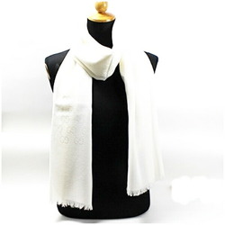 Gucci Wool x Silk Stole Shawl Rectangle White GG Pattern 165904 GUCCI Women's