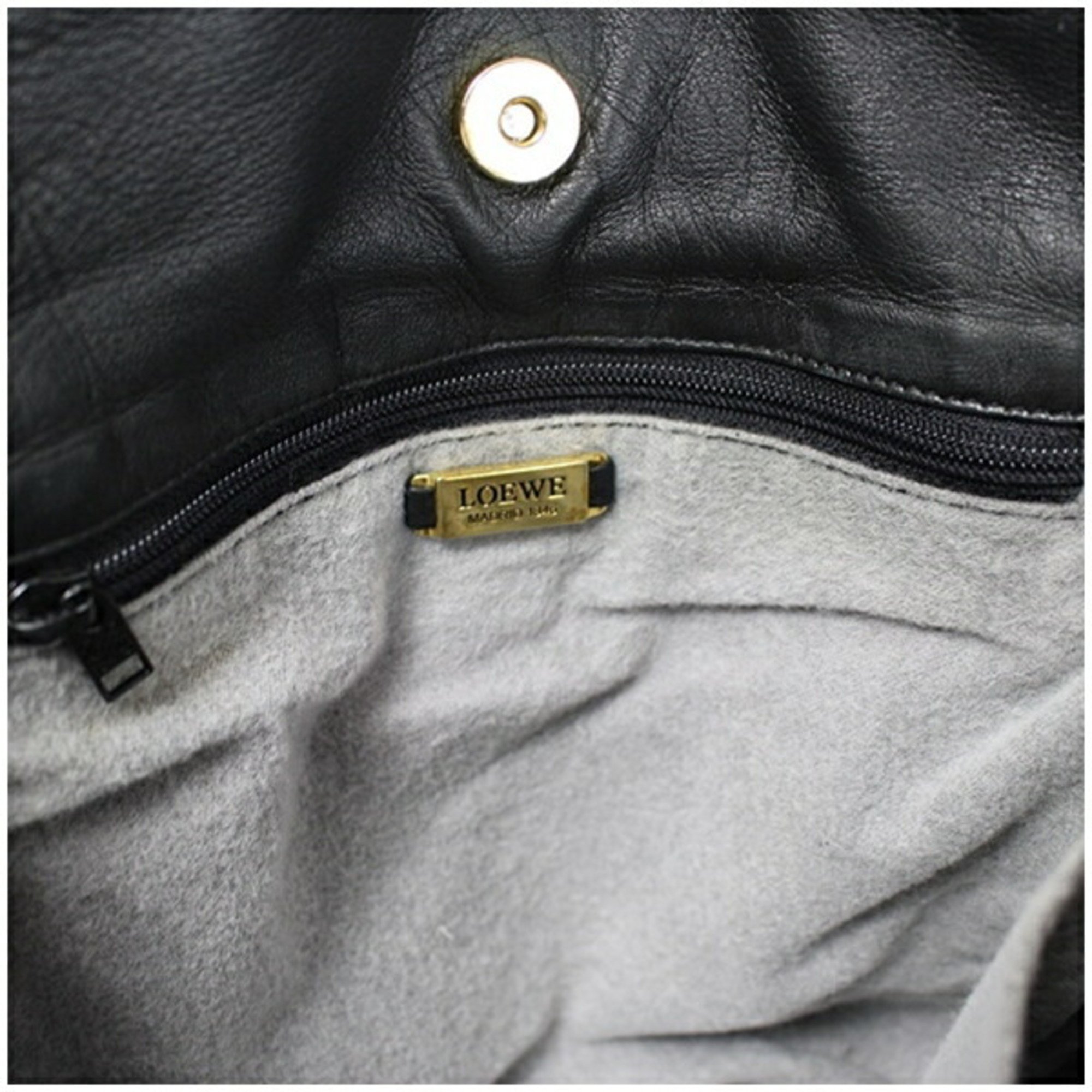 LOEWE Anagram Shoulder Bag Leather Black Women's Soft