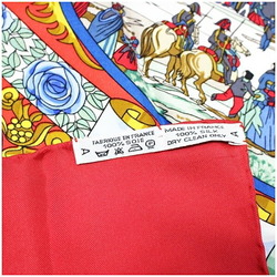 Hermes Silk Scarf Muffler Carre 90 "L'ENTENTE CORDIALE" Franco-British Alliance Red A Rank Women's