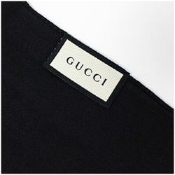 Gucci Wool x Silk Stole Shawl Rectangular Black GG Pattern 165904 GUCCI Women's