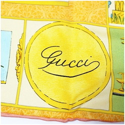 Gucci Silk Scarf Muffler Orange Cup Pattern Angel GUCCI Women's