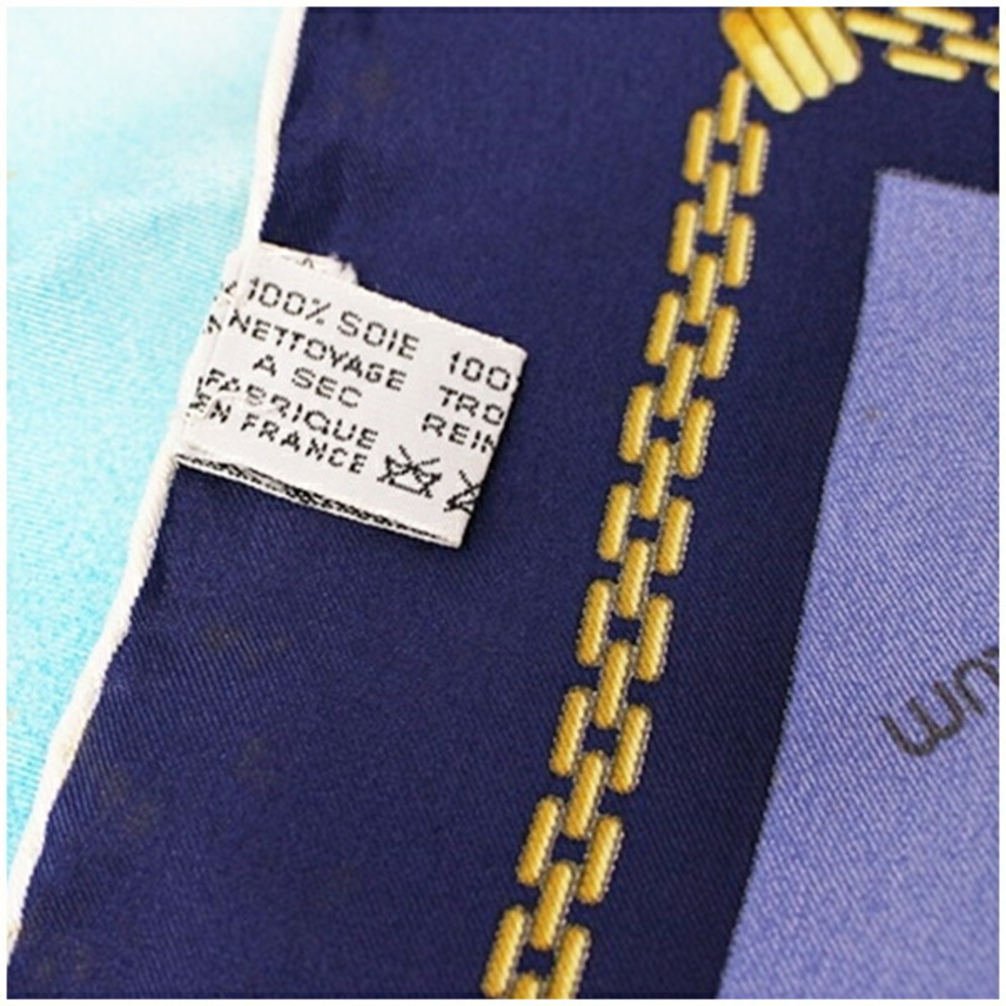Cartier Must de Silk Scarf Muffler Sky Blue x Navy Women's
