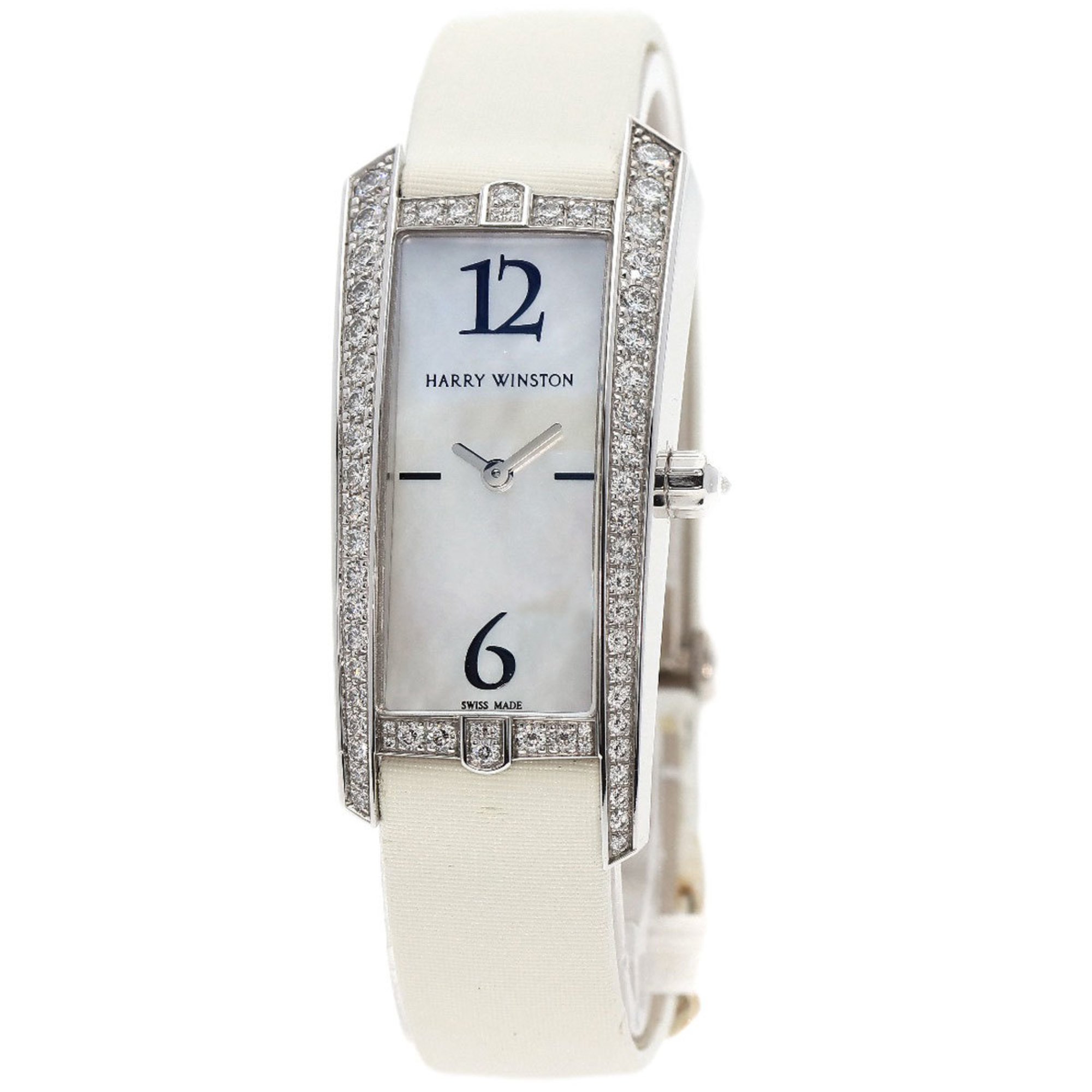 Harry Winston 340/LQW.M/D3.1 Avenue Traffic Bezel Diamond Watch K18 White Gold/Leather/Diamond Ladies HARRY WINSTON