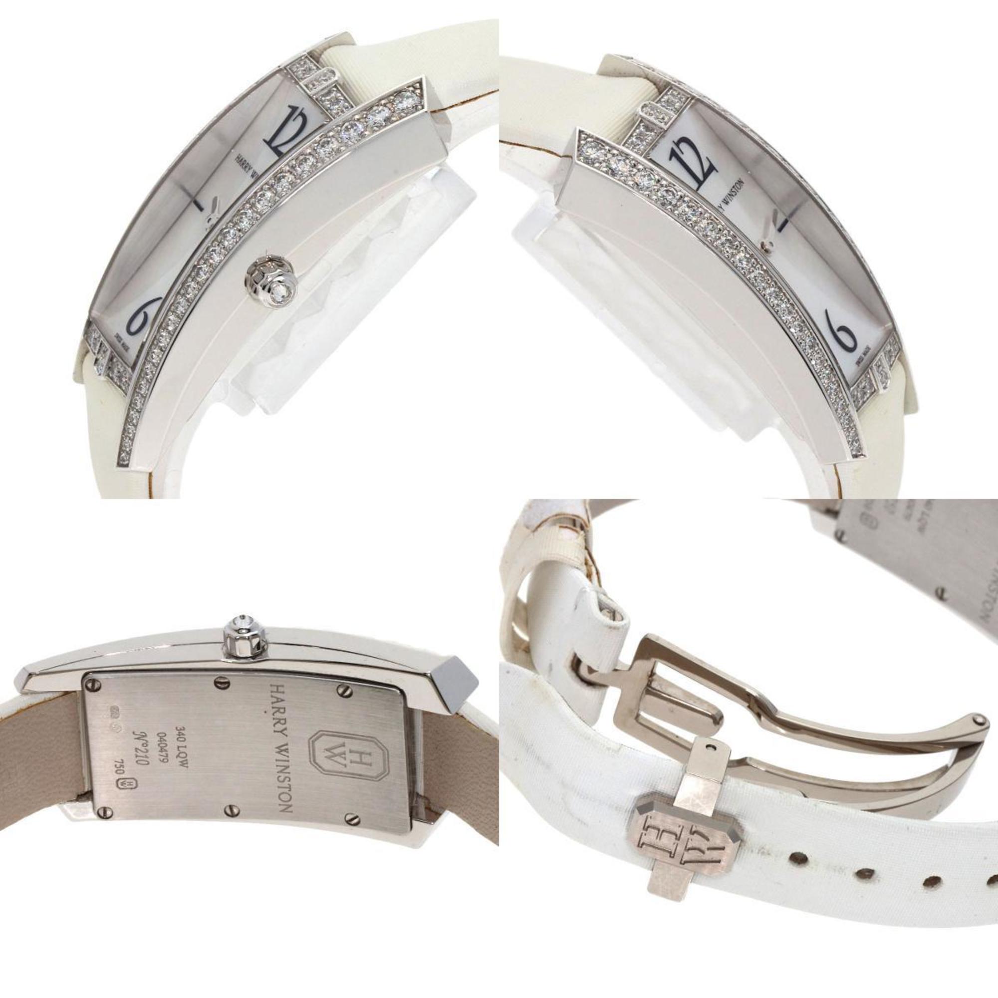 Harry Winston 340/LQW.M/D3.1 Avenue Traffic Bezel Diamond Watch K18 White Gold/Leather/Diamond Ladies HARRY WINSTON