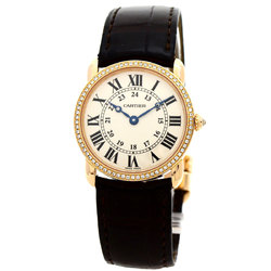 Cartier WR000351 Ronde Louis SM Watch K18 Pink Gold/Leather/Diamond Women's CARTIER