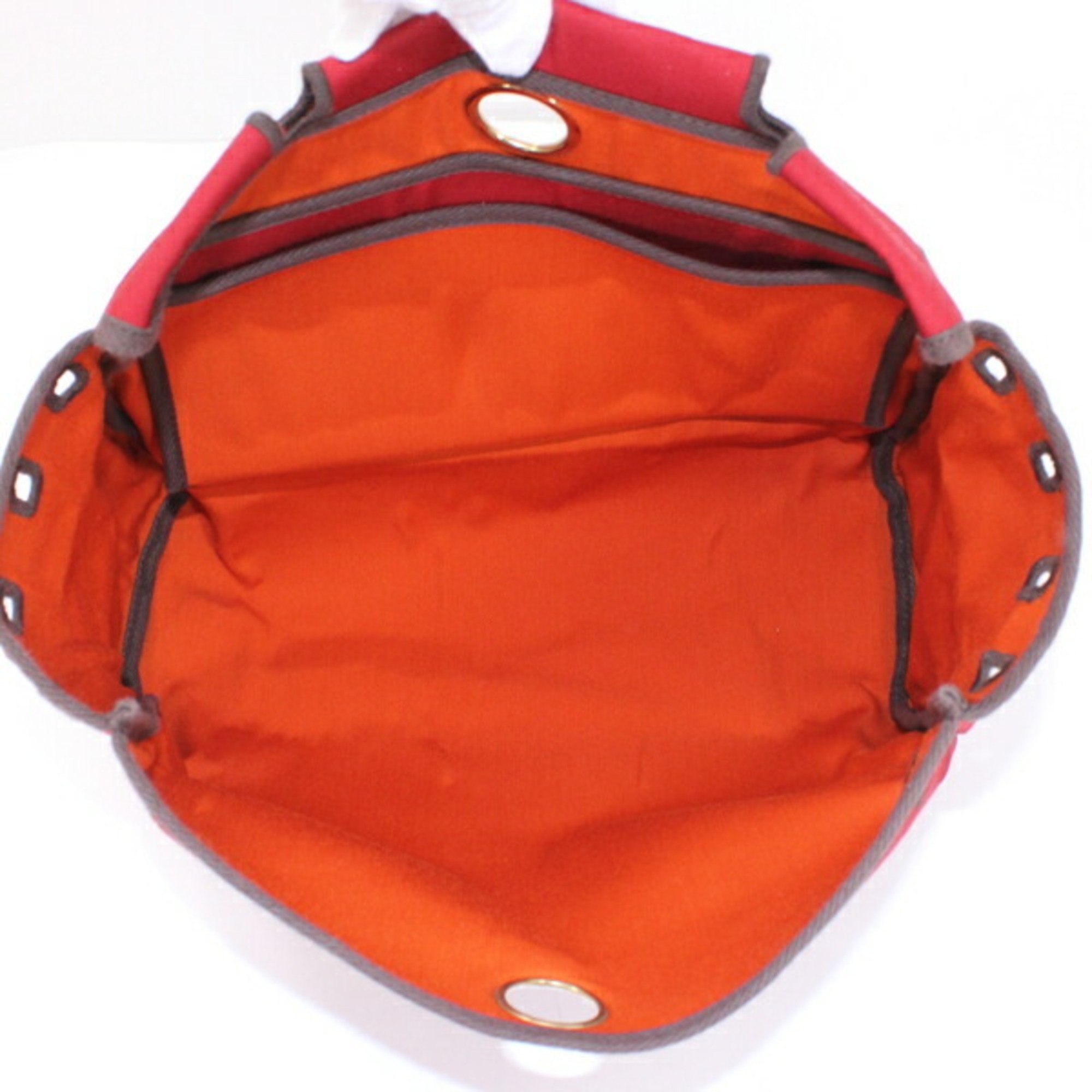 Hermes Airbag PM 2Way Handbag Shoulder Bag Brown Leather Toile Officier Red Orange Padlock Key H Engraved Men's Women's T4524