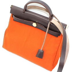 Hermes Airbag PM 2Way Handbag Shoulder Bag Brown Leather Toile Officier Red Orange Padlock Key H Engraved Men's Women's T4524
