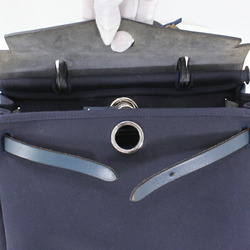 Hermes Airbag PM 2Way Handbag Shoulder Bag Navy Natural Leather Toile Officier Men's Women's AA1150