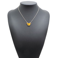 Van Cleef & Arpels Lucky Alhambra Papillon Tiger Eye Women's Necklace VCARD98500 750 Yellow Gold Brown