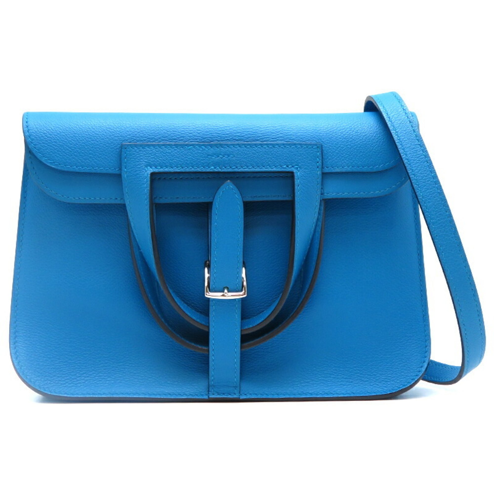 Hermes Arzan 25 B stamp 2023 women's shoulder bag Evercolor Blue Zanzibar