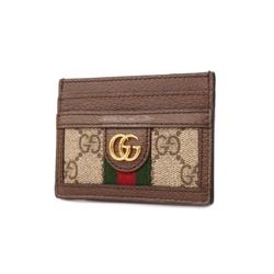 Gucci Business Card Holder/Card Case Ophidia 523159 Leather Brown Men's Women's