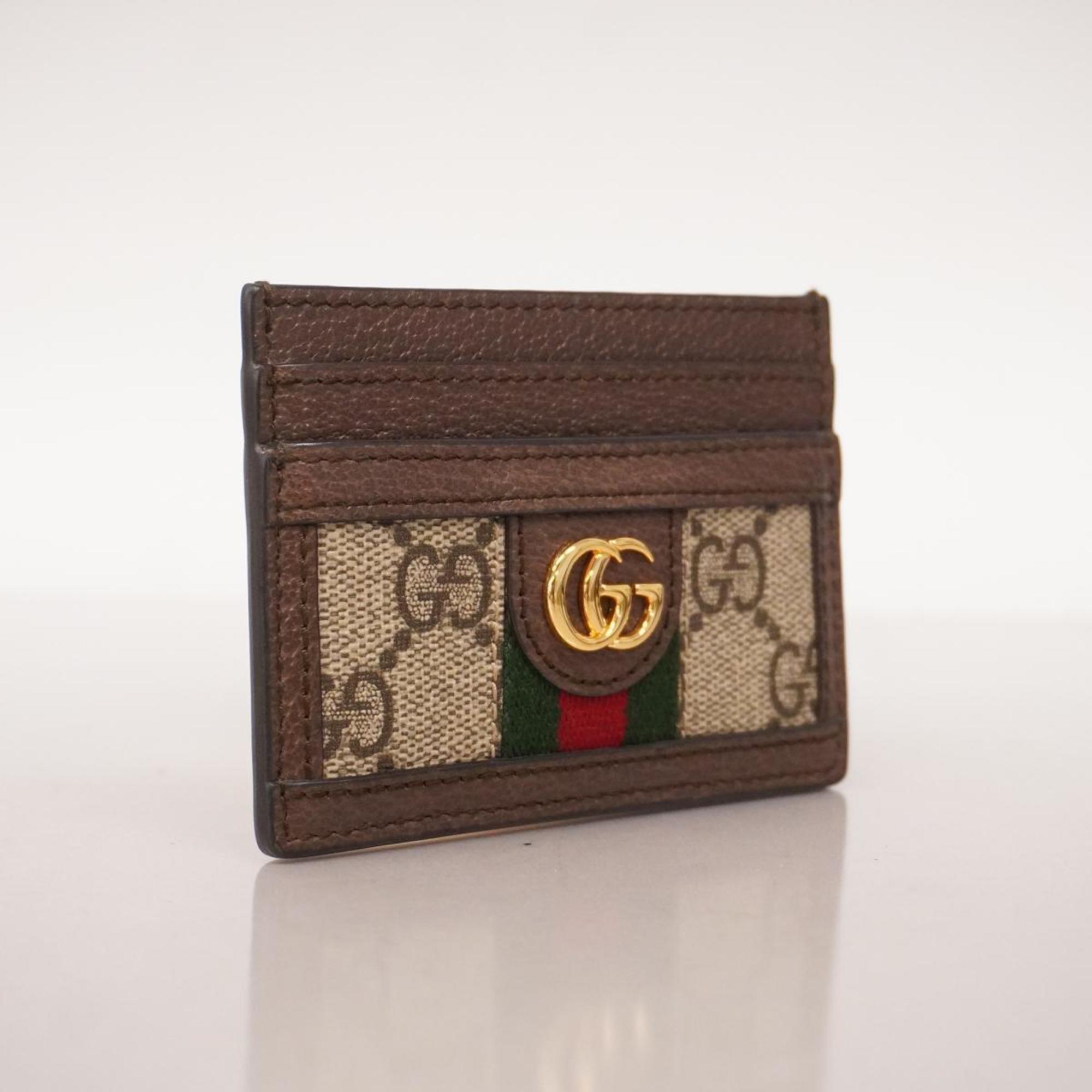 Gucci Business Card Holder/Card Case Ophidia 523159 Leather Brown Men's Women's