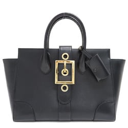 Gucci Leather Tote Bag Handbag Black 323652 Shine Flap Belt Women's GUCCI