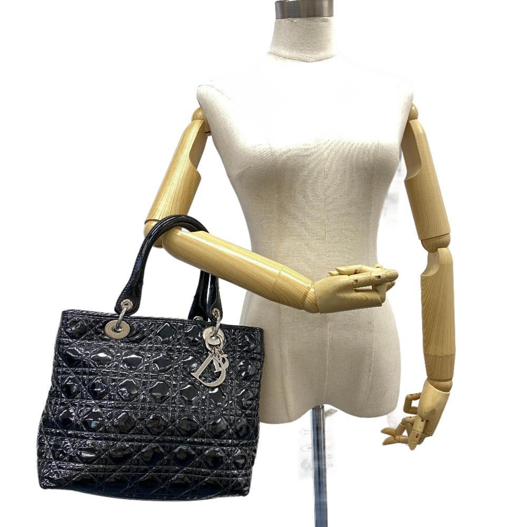 Christian Dior Dior Cannage Handbag Black Women's Z0006297