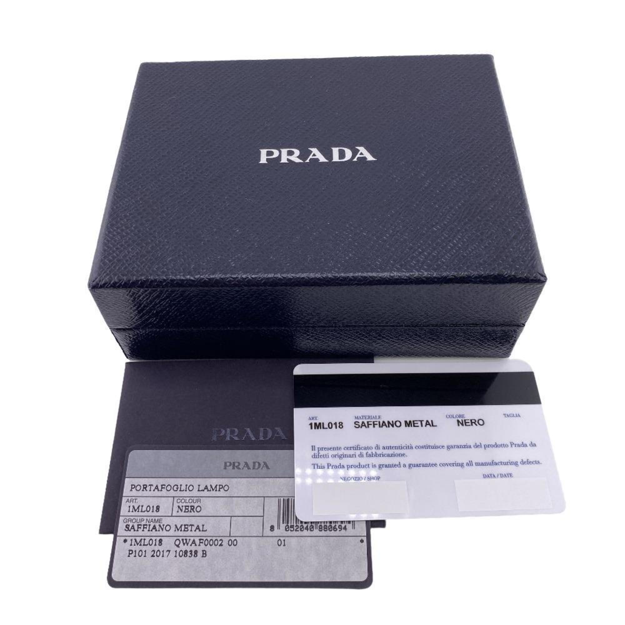 PRADA 1ML018 Saffiano Bi-fold Wallet Black Women's Z0005905