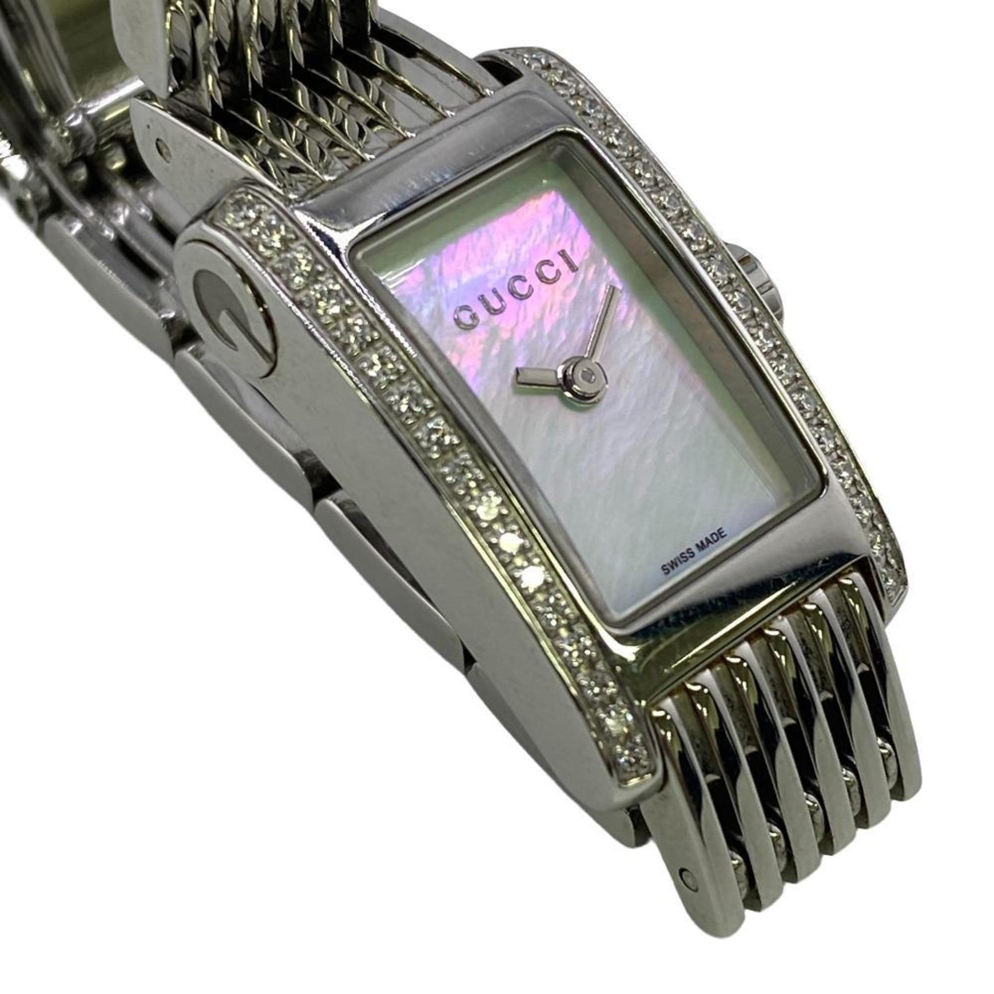 GUCCI 8600L G Metro Quartz Side Diamond Watch Silver Women's Z0006237