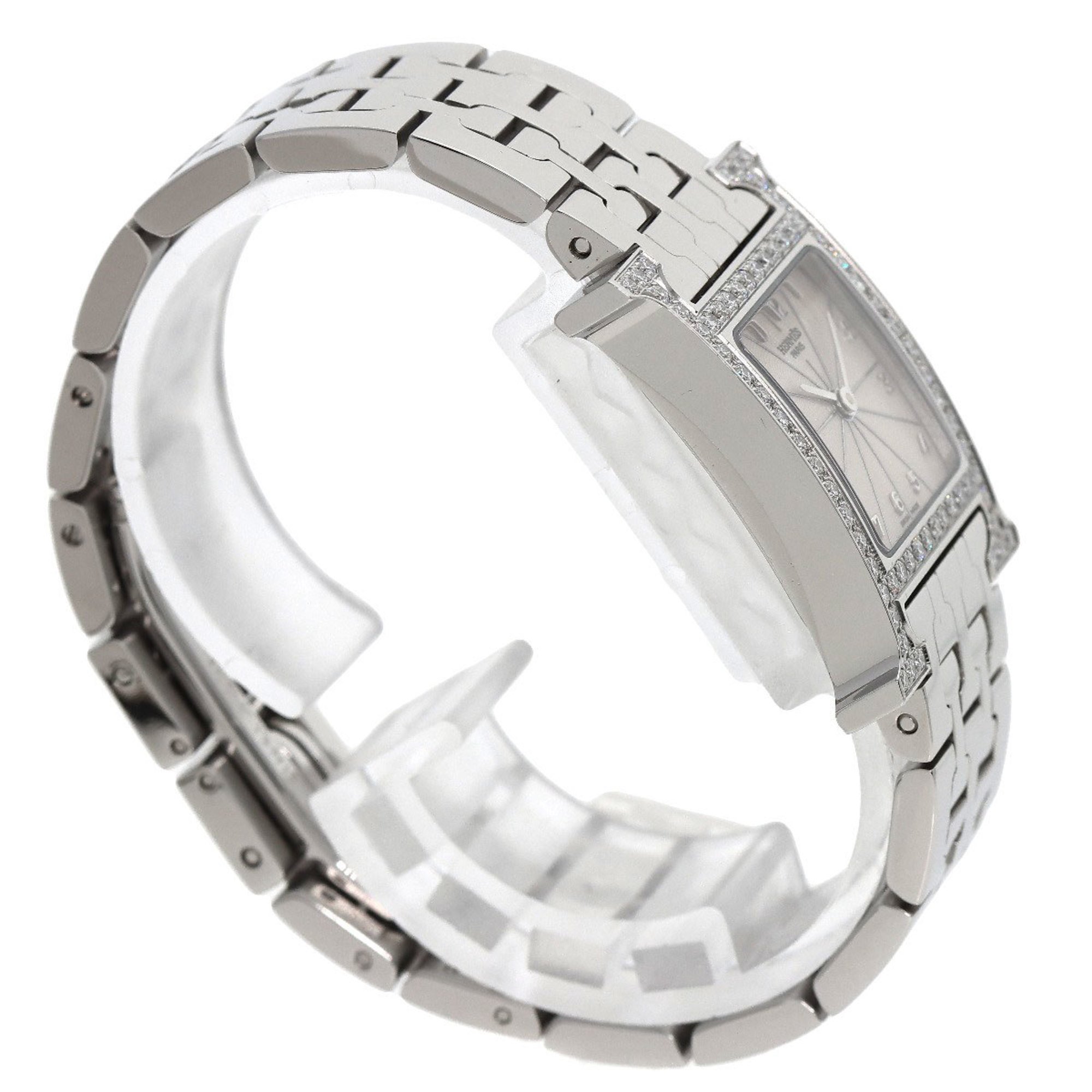 Hermes HH1.230 H Watch Diamond Bezel Wristwatch Stainless Steel/SS/Diamond Women's HERMES