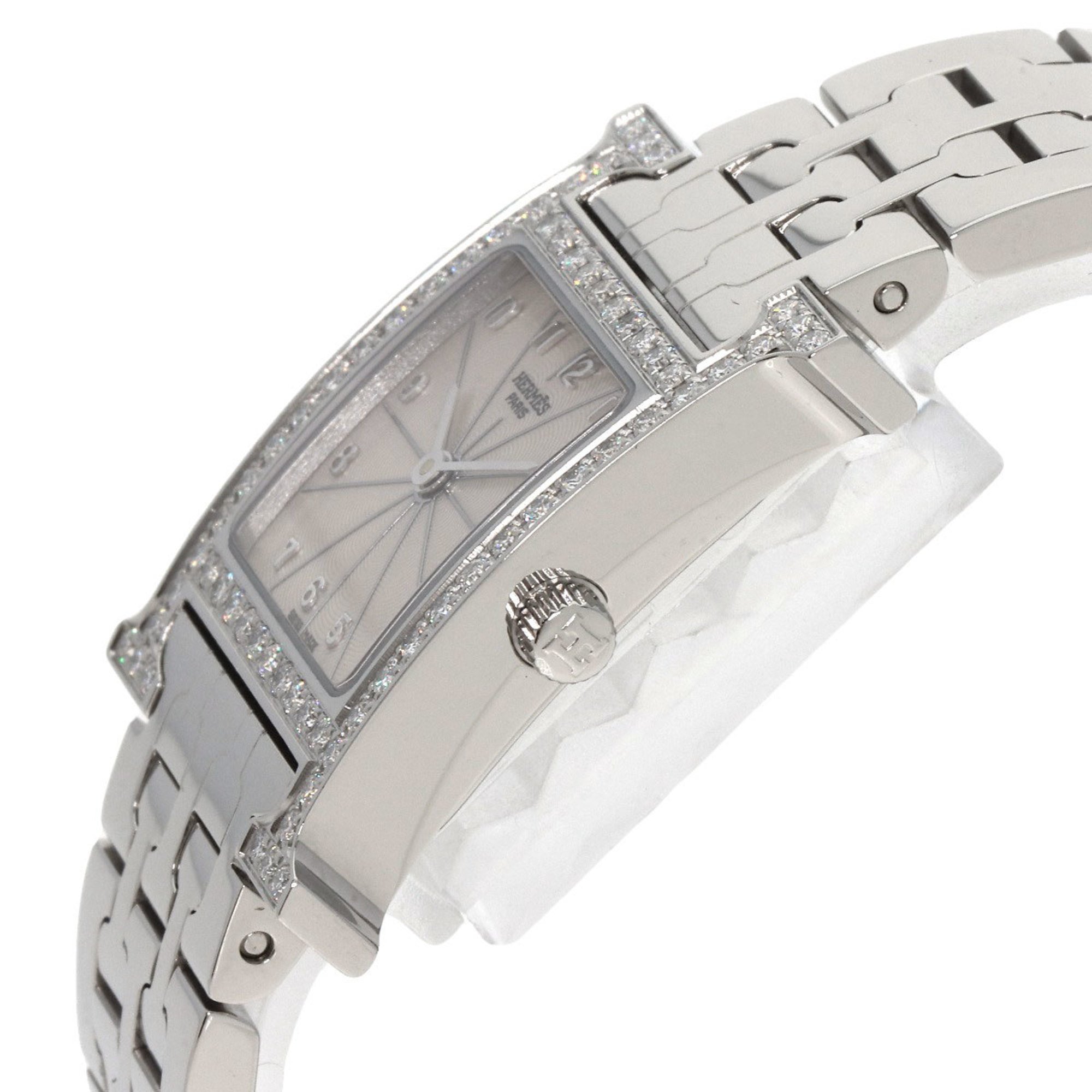 Hermes HH1.230 H Watch Diamond Bezel Wristwatch Stainless Steel/SS/Diamond Women's HERMES