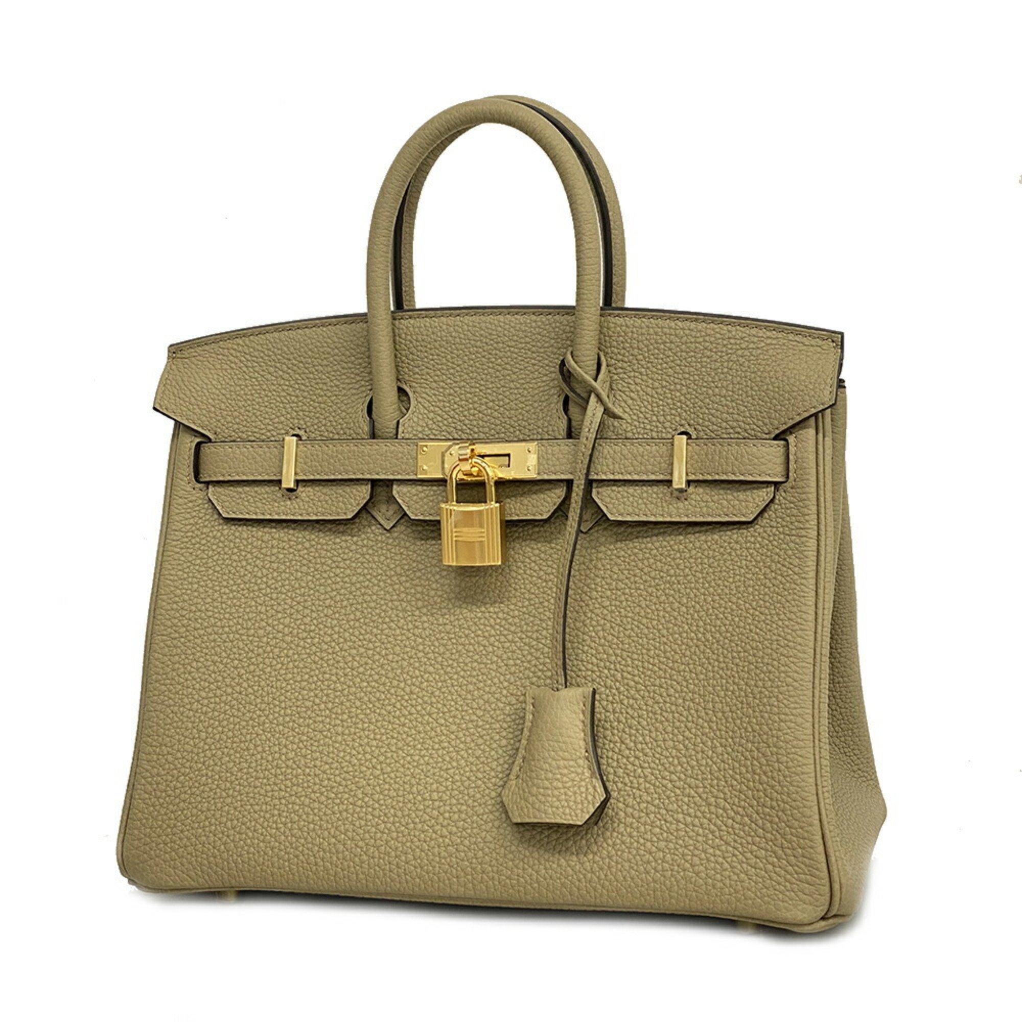 Hermes Handbag Birkin 25 B Engraved Togo Beige Marfa Ladies