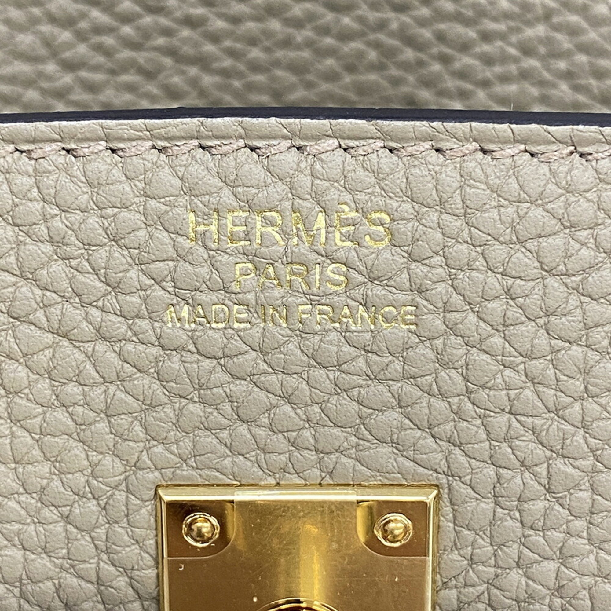 Hermes Handbag Birkin 25 B Engraved Togo Beige Marfa Ladies