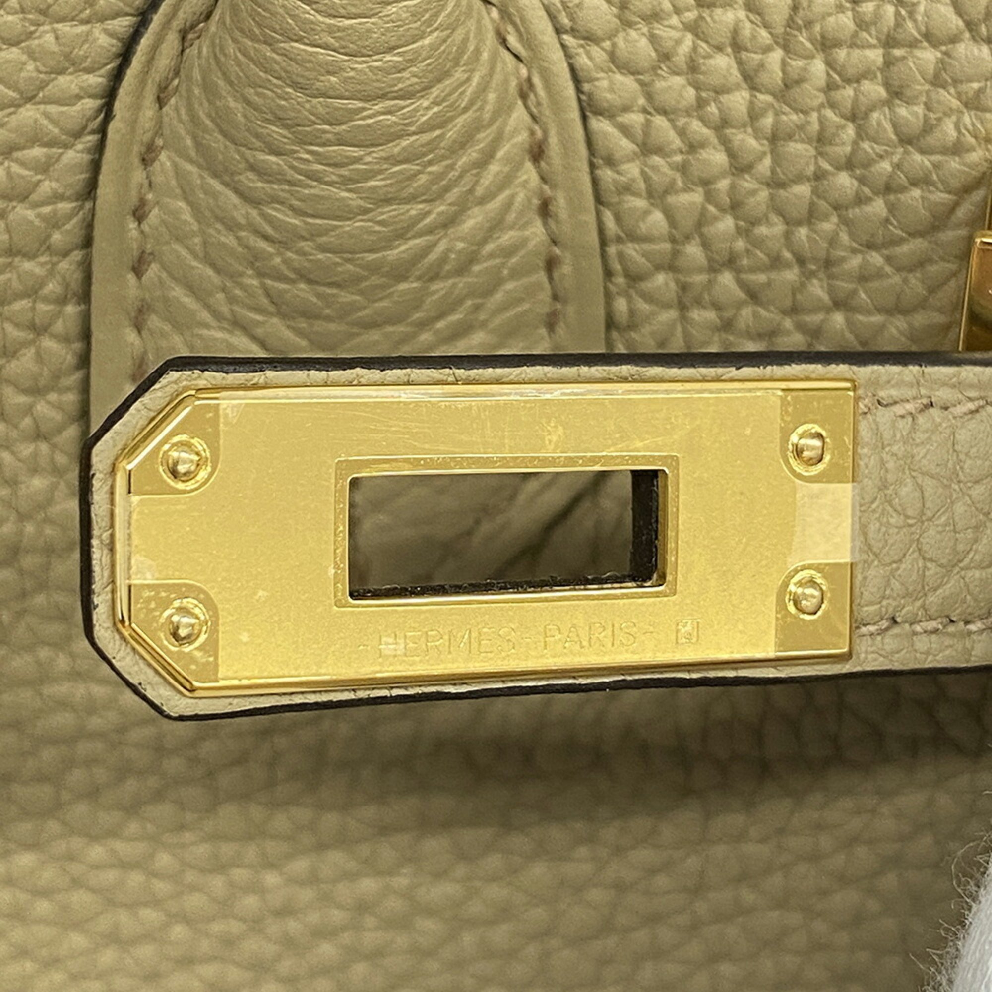 Hermes Handbag Birkin 25 B Engraved Togo Beige Marfa Ladies