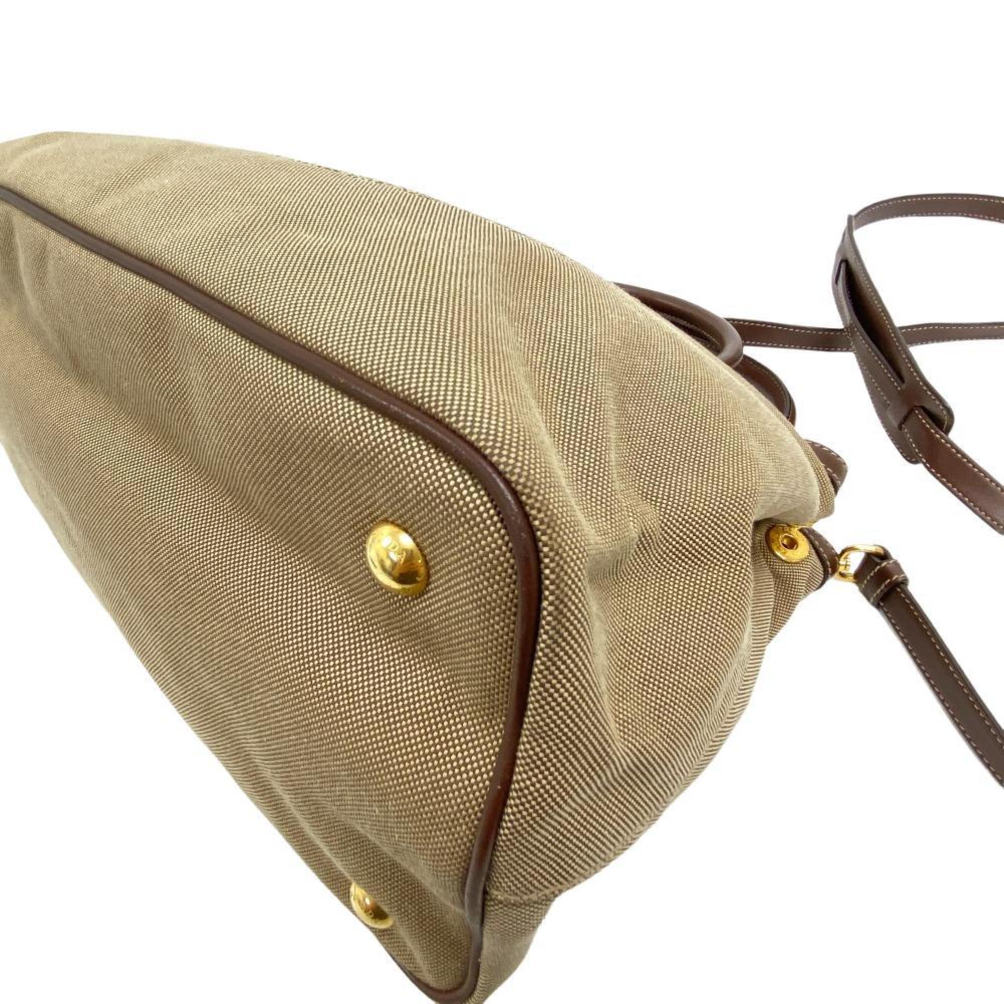 PRADA 1BA579 Jacquard Shoulder Bag Handbag Khaki Women's Z0005839