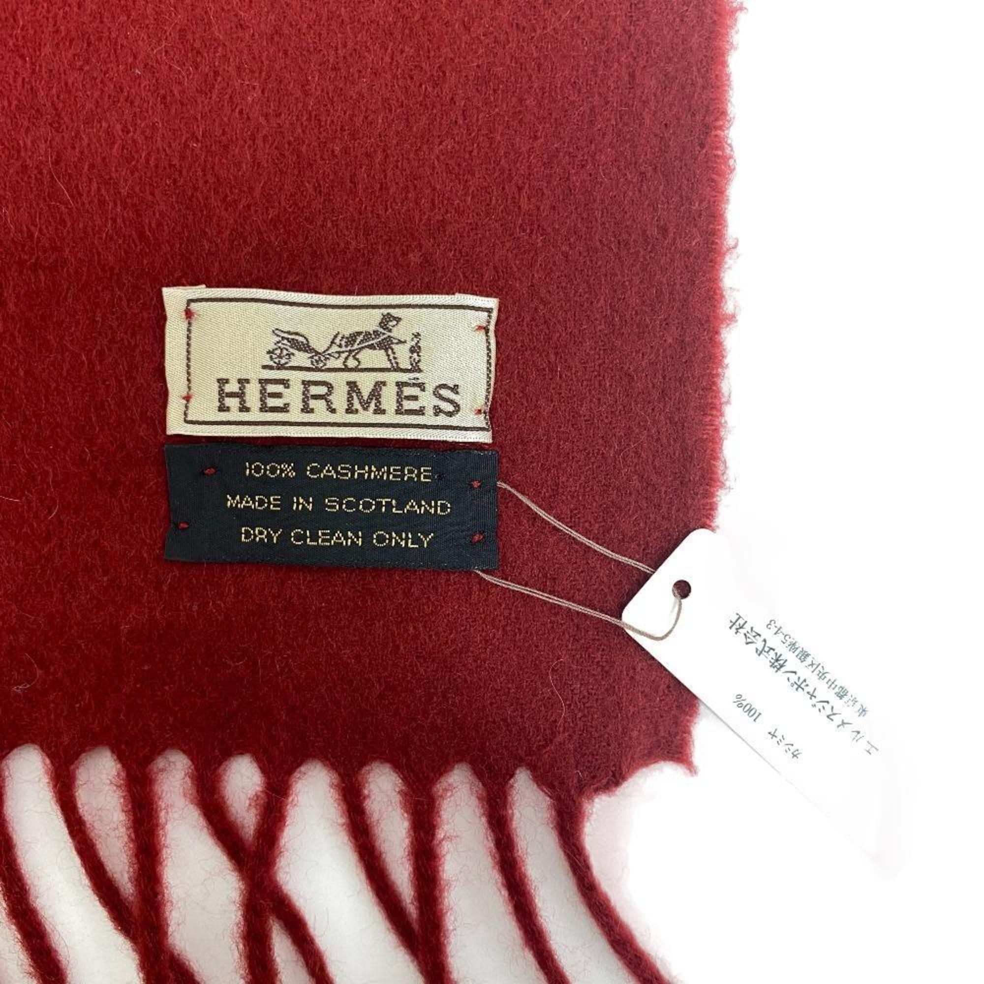 HERMES Hermes scarf red unisex Z0006290