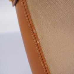 Celine shoulder bag canvas beige women's