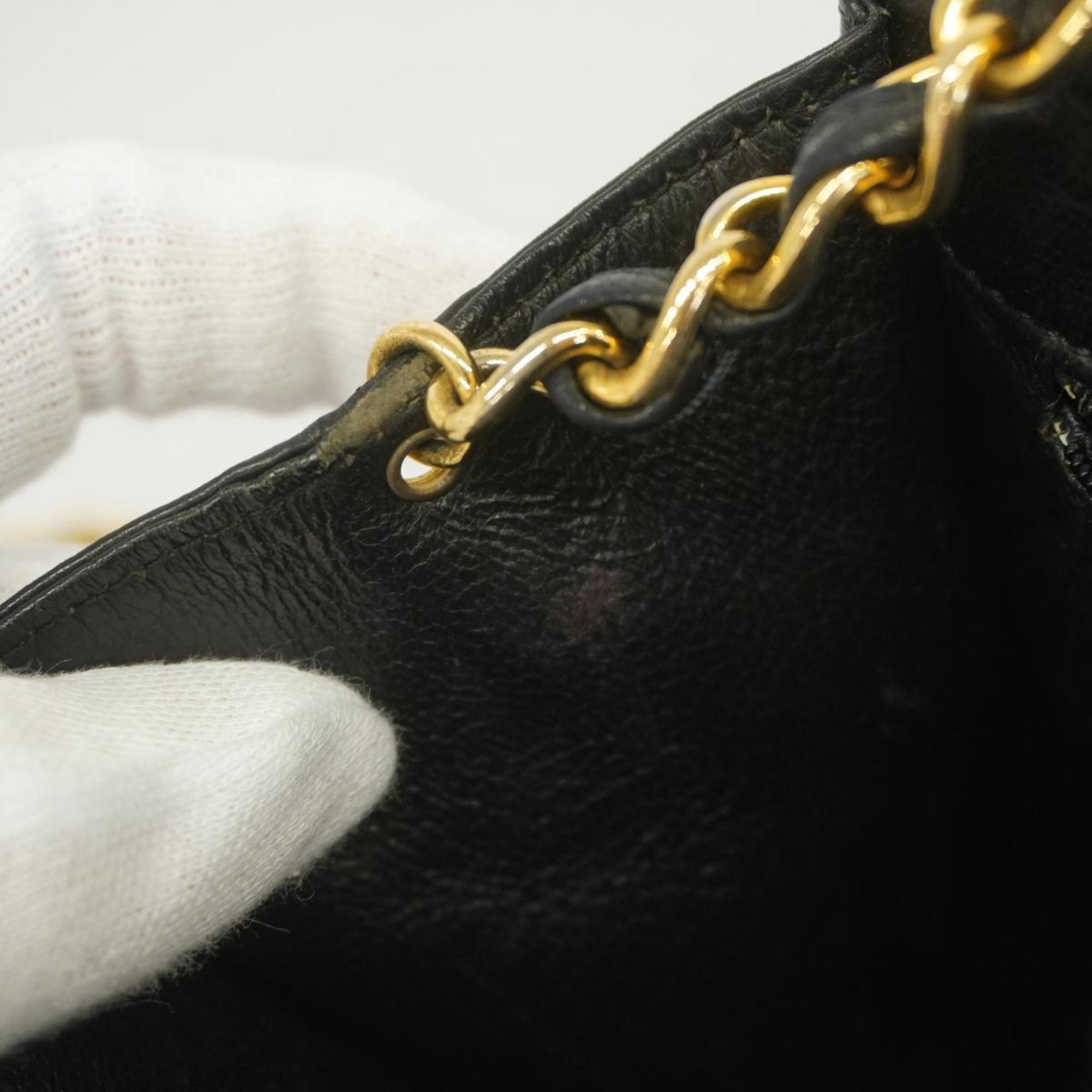 Chanel Shoulder Bag Chain Lambskin Black Women's